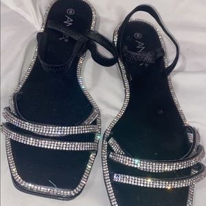 Sparkling square toe women sandals